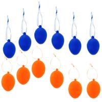 Paaseieren hangdecoratie - blauw en oranje - 12x stuks - 4 x 6 cm - Paasversiering