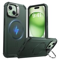 iPhone 15 Cyber Tough Magnetic Case with Stash Stand - Green