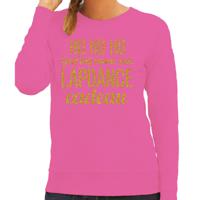 Foute kersttrui/sweater voor dames - Hohoho lapdance cadeau - roze - glitter goud - thumbnail