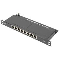 Digitus DN-91608S-SL-EA 8 poorten Patchpaneel 254 mm (10) CAT 6A 0.5 HE Zwart Ingericht