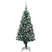VidaXL Kunstkerstboom met led en kerstballen en dennenappels 180 cm