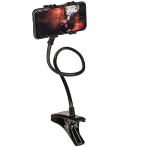 Universele mobiele telefoon houder met klem - Handsfree - zwart - flexibele arm van 60 cm