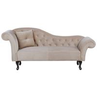 Beliani - LATTES - Chaise longue - Beige - Linkerzijde - Fluweel