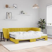 Slaapbank met onderschuifbed 80x200 cm fluweel geel