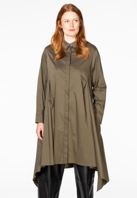 Yoek Blouse long pleats | Groen | Maat 46/48