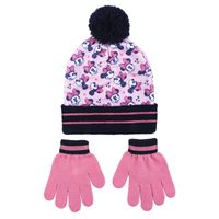 Disney Minnie Mouse 2-delig winterset - muts/handschoenen - roze/zwart - voor kinderen - thumbnail