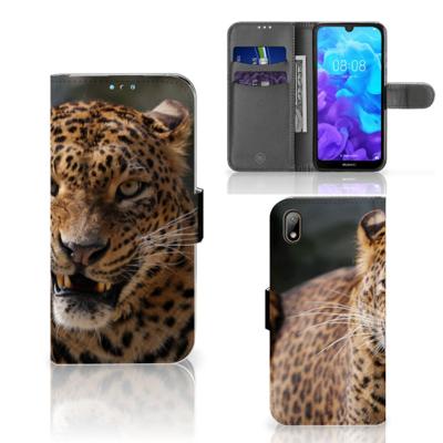 Huawei Y5 (2019) | Telefoonhoesje | Met pasjeshouder | Luipaard