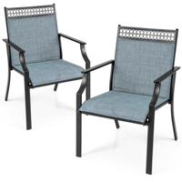 Set van 2 Tuinstoelen Buitenstoelen Hoge Rugleuning Sneldrogende Stof Stevig Metalen Frame Omgestikt Belasting 150 kg