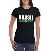 Zwart/ wit Brazilie supporter t-shirt voor dames