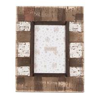 Clayre & Eef Fotolijst 10x15 cm Bruin Wit Hout Glas Rechthoek