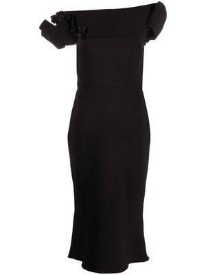 Marchesa robe mi-longue à épaules dénudées - Noir