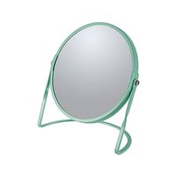 Make-up spiegel Cannes - 5x zoom - metaal - 18 x 20 cm - salie groen - dubbelzijdig   -