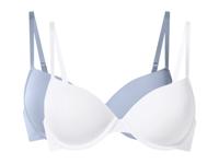 esmara Set van 2 dames beugel-bh's (Blauw/wit, 85C)