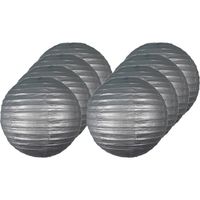 8x Zilveren bol lampionnen 25 cm   -