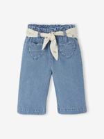 Wijde babyjeans met knoopriem stone