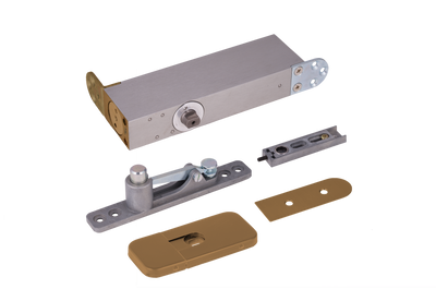 ODB-100G Taatsdeurscharnier goud voor pivoterende deuren van max.100kg - gouden afdekplaten ODB-100G Taatsdeurscharnier goud voor pivoterende deuren van max.100kg - gouden afdekplaten