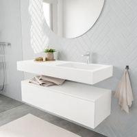 Mondiaz Alan badmeubel 120 cm talc 1 lade vrijhangend wastafel rechts 1 kraangat wit