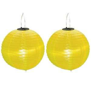 2x stuks Gele solar party lampionnen 30 cm