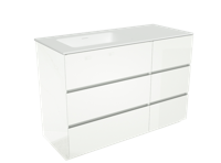 Storke Edge staand badkamermeubel 120 x 52,5 cm hoogglans wit met Mata asymmetrisch linkse wastafel in matte Solid Surface - thumbnail