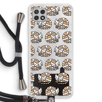 Slapende poes: Samsung Galaxy A22 4G Transparant Hoesje met koord