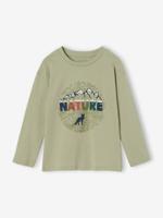 Natuur-T-shirt met flockdetails voor jongens saliegroen