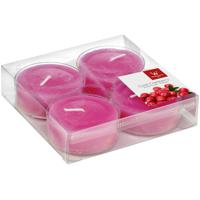 Maxi geurtheelichtjes/waxinelichtjes - 4x - cranberry geur - 8 branduren