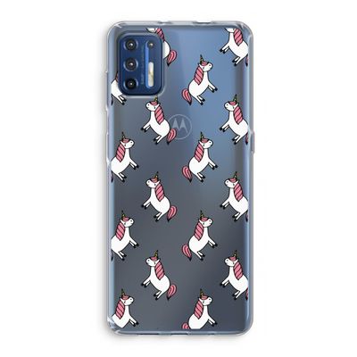 Eenhoorns overal: Motorola Moto G9 Plus Transparant Hoesje