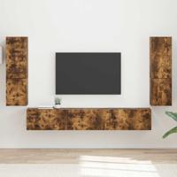 Tv-meubelset Wandgemonteerd 4 pcs Gerookt eiken Bewerkt hout