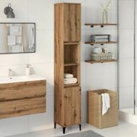 Badkamerkast 30x30x190 cm bewerkt hout artisanaal eikenkleurig