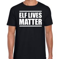 Elf lives matter Kerst t-shirt / Kerst outfit zwart voor heren - thumbnail