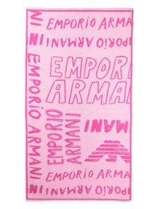 Emporio Armani Kids serviette de plage à logo imprimé - Rose