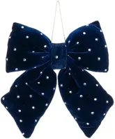 Mica Decorations fluwelen kerst ornament strik 17cm blauw Mica Decorations fluwelen kerst ornament strik 17cm blauw