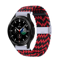 Braided nylon bandje - Rood / zwart - Samsung Galaxy Watch 4 Classic - 42mm / 46mm - thumbnail