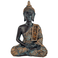 Thaise Boeddha Beeld Mediterend Polyresin Zwart - 10 x 6 x 15 cm - thumbnail