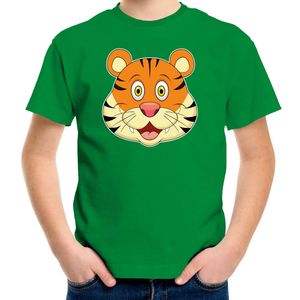 Cartoon tijger t-shirt groen voor jongens en meisjes - Cartoon dieren t-shirts kinderen