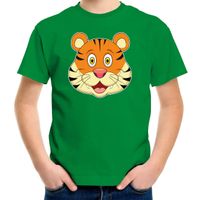 Cartoon tijger t-shirt groen voor jongens en meisjes - Cartoon dieren t-shirts kinderen - thumbnail