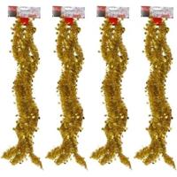 Kerstslinger - 4x - goud - sterretjes - 270 cm - folie/lametta - kerstboomversiering