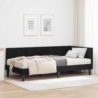Hoekbedframe met matras Zwart 100 x 200 cm Fluweel