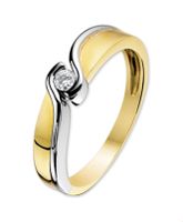 Ring Fantasie geel-en witgoud-zirconia wit 5 mm - thumbnail