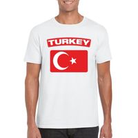 T-shirt met Turkse vlag wit heren - thumbnail