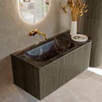 Badmeubel Mondiaz Kurve-Dlux | 105 cm cm | Meubelkleur Shadow | Wastafelkleur Lava | Solid surface | Wasbak links zijde spoelbak | Zonder kraangat(en)