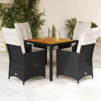 5-delige Tuinset met kussens poly rattan zwart 5-delige Tuinset met kussens poly rattan zwart