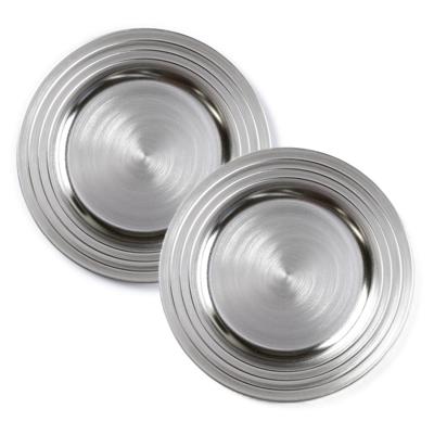 Onderborden - 6x - zilver - 33 cm - rond - kunststof - Diner/kerstdiner borden