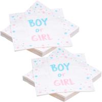 Chaks Baby Gender Reveal servetten - 2x stuks - roze/blauw - Boy or Girl - 27 cm