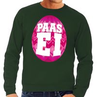 Paas sweater groen met roze ei voor heren - thumbnail