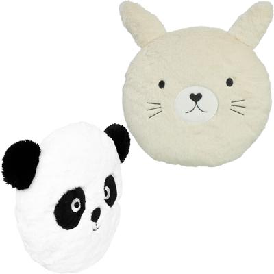 Dieren sierkussens kinderkamer - pandabeer en konijn - 30 cm - polyester