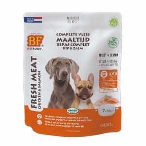 Biofood vleesvoeding Zalm en Kip hondenvoer 7x90gr