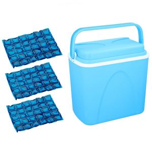 Voordelige flexibele blauwe koelbox 24 liter met 3x flexibele koelelementen - Koelboxen