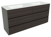 Storke Edge staand badkamermeubel 170 x 52,5 cm donkere eiken met Mata dubbele wastafel in matte Solid Surface