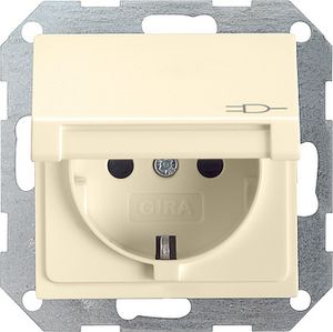 Gira stopcontact met randaarde en klapdeksel creme glanzend 445401
